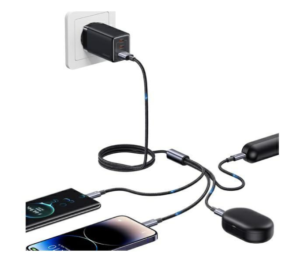 USAMS Kabel 4w1 2xUSB-C/Lightning/MicroUSB 15W 1,2m Aluminum - 1569021 - zdjęcie 6